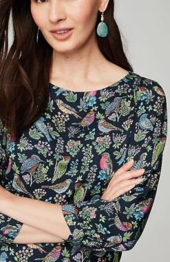 Bird-Printed Boat-Neck Top | Jjill