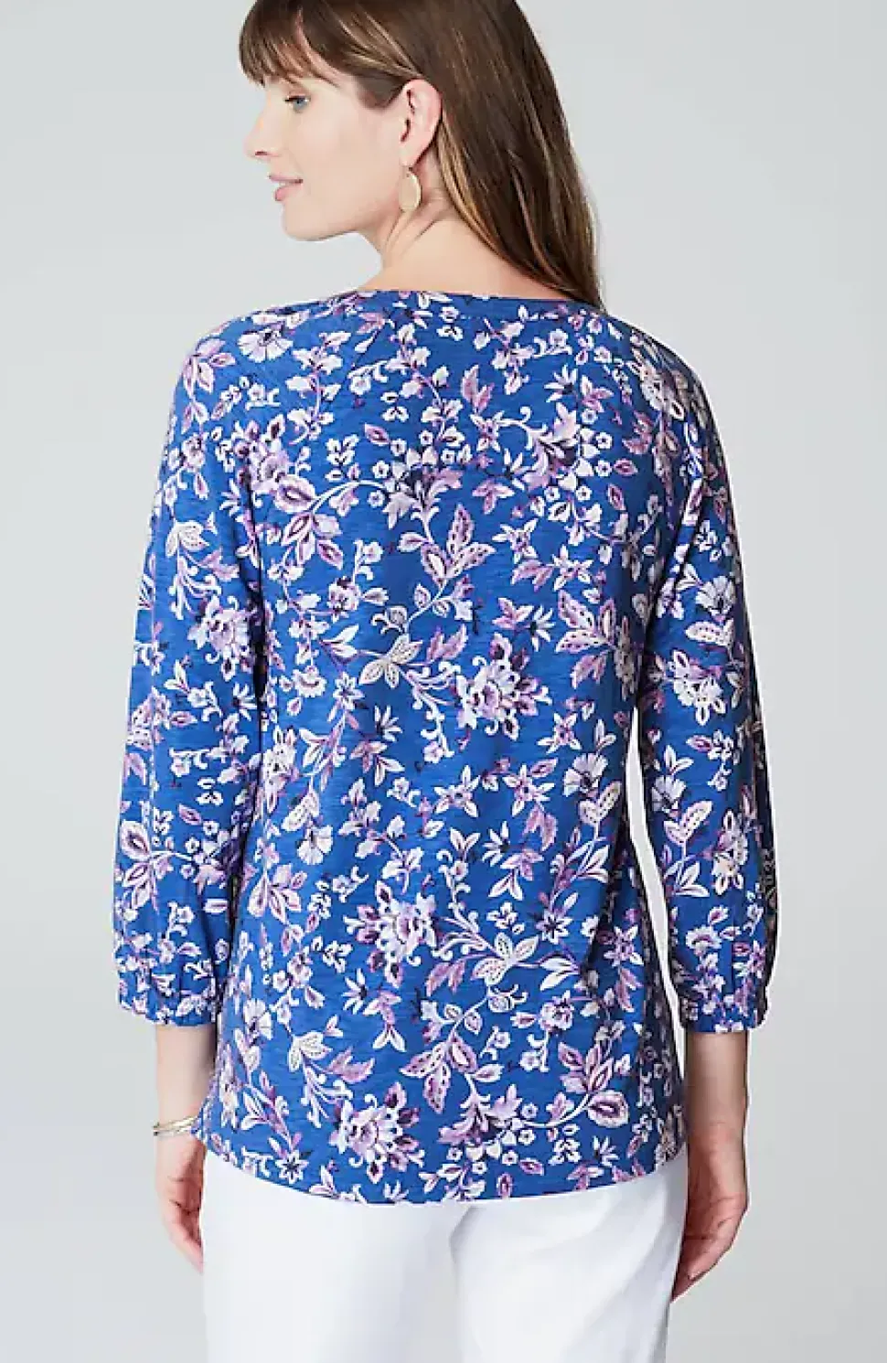 Border-Printed Floral Top | Jjill