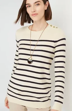 Buttoned-Shoulder Pullover Sweater | Jjill