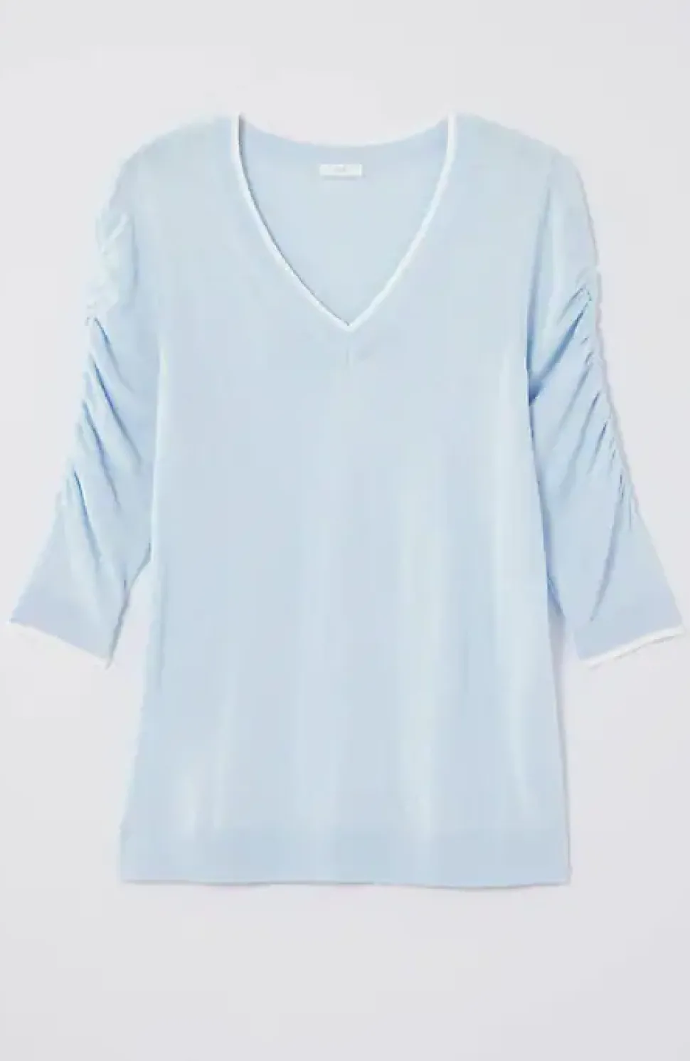 Contrasting-Tipped V-Neck Pullover Sweater | Jjill