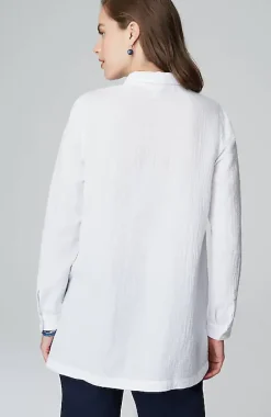 Cotton-Gauze Split-Hem Tunic | Jjill