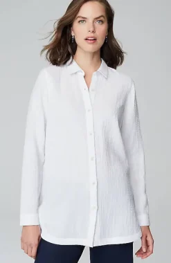 Cotton-Gauze Split-Hem Tunic | Jjill