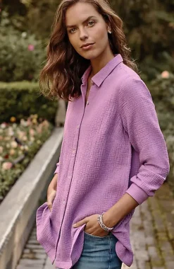 Cotton-Gauze Split-Hem Tunic | Jjill