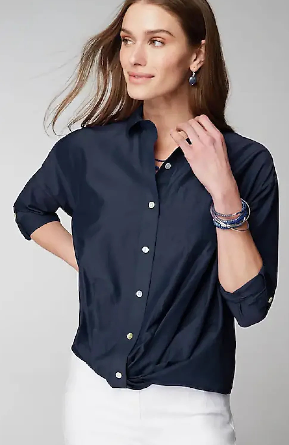 Cotton-Silk Twist-Front Top | Jjill