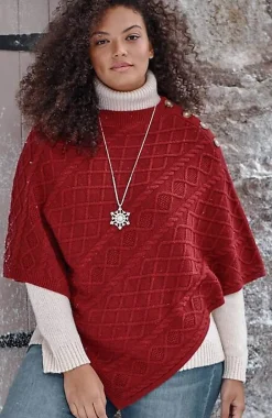 Cozy Cable-Knit Asymmetric Poncho | Jjill