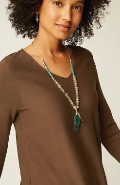 Easy Fringed-Hem V-Neck Tunic | Jjill