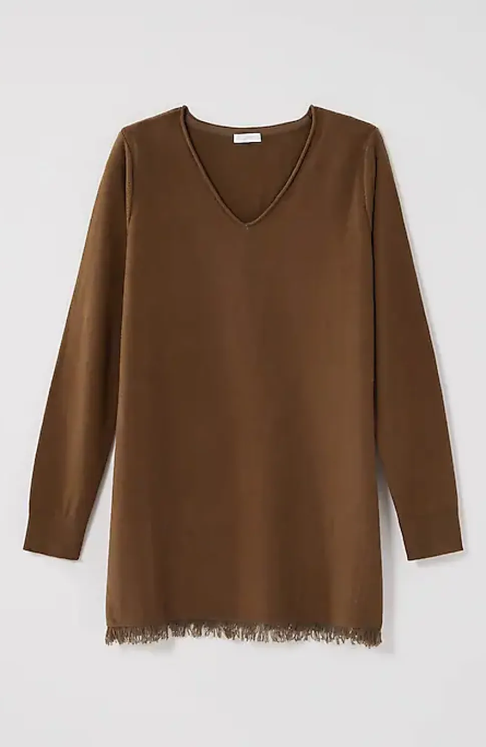 Easy Fringed-Hem V-Neck Tunic | Jjill
