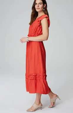 Elevated Ruffle-Trimmed Midi Dress | Jjill