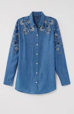 Embroidered Indigo Tunic | Jjill