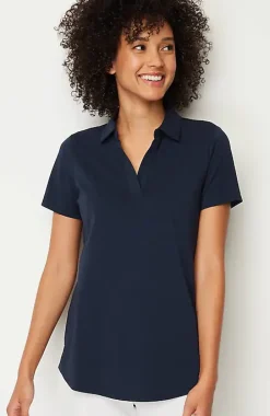 Fit Cotton-Stretch Polo Shirt | Jjill