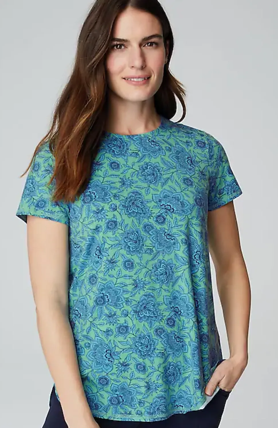 Fit Progress Pima-Stretch Shirttail Tee| Jjill