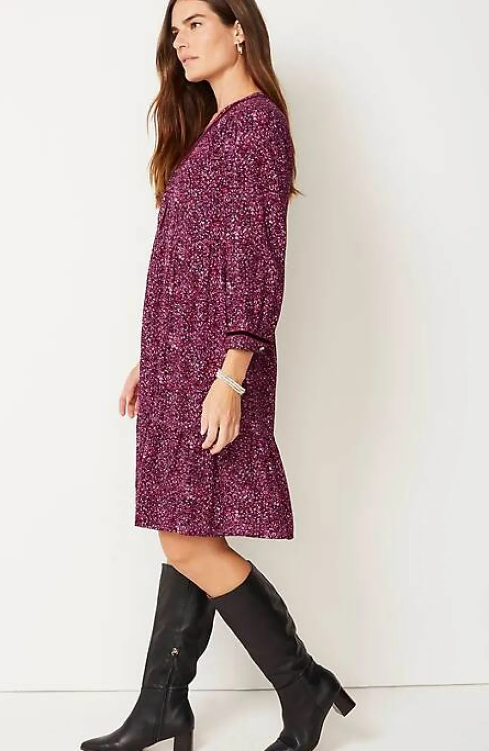 Floral-Printed Flounced-Hem Dress | Jjill