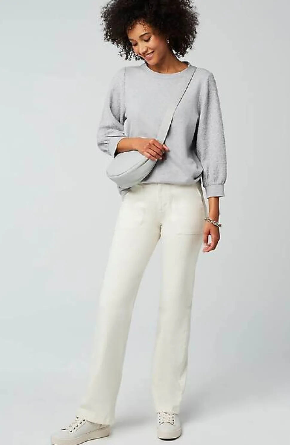 French Terry Textured-Sleeve Top | Jjill