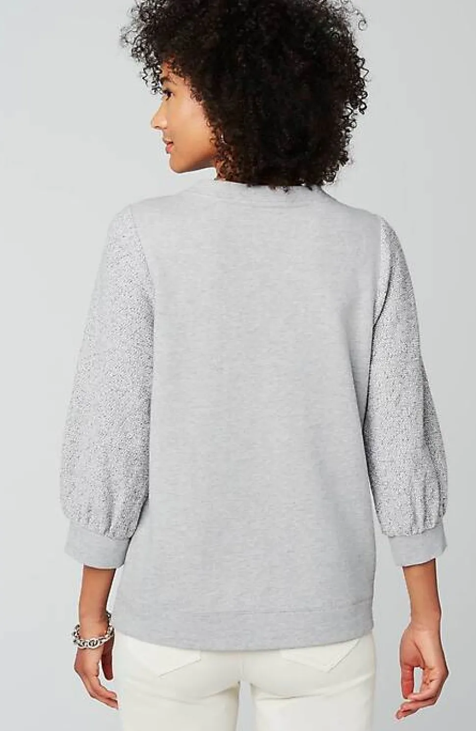 French Terry Textured-Sleeve Top | Jjill