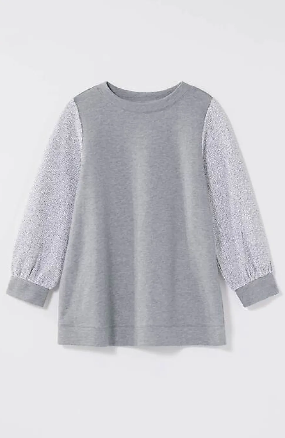 French Terry Textured-Sleeve Top | Jjill