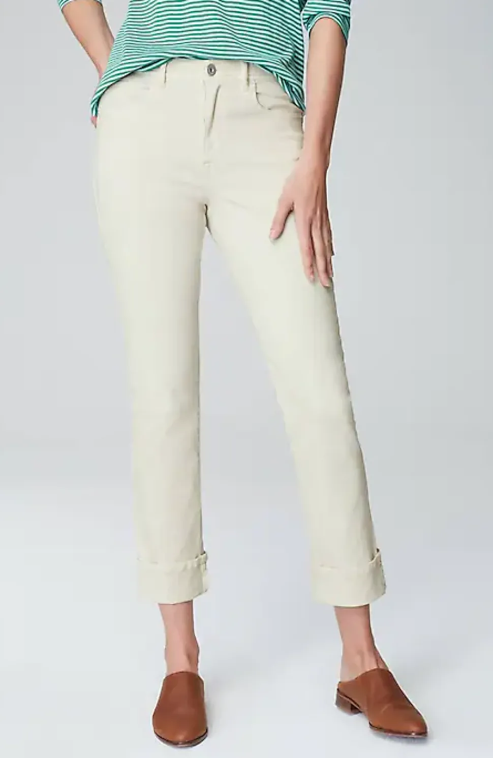 High-Rise Straight-Leg Cuffed Jeans | Jjill
