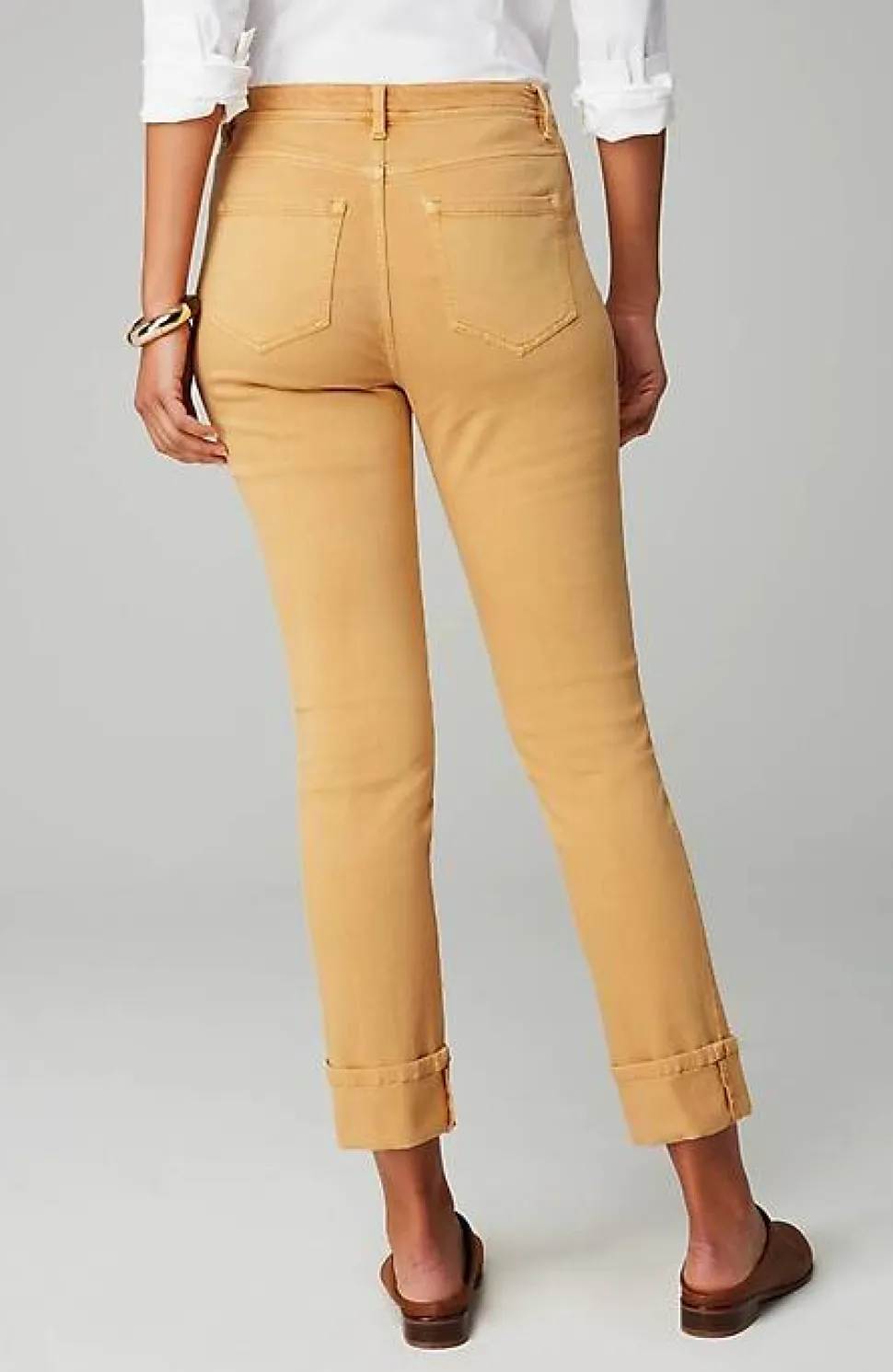 High-Rise Straight-Leg Cuffed Jeans | Jjill