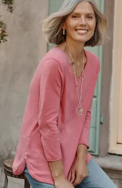 Lightweight Tweed V-Neck Sweater | Jjill