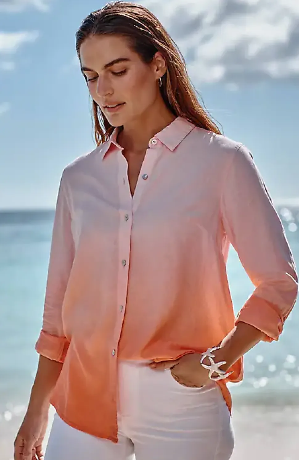 Linen Tab-Sleeve A-Line Shirt | Jjill