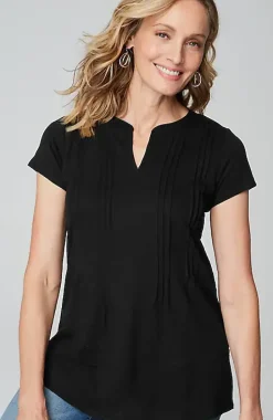 Linen-Blend Pintucked Tunic | Jjill