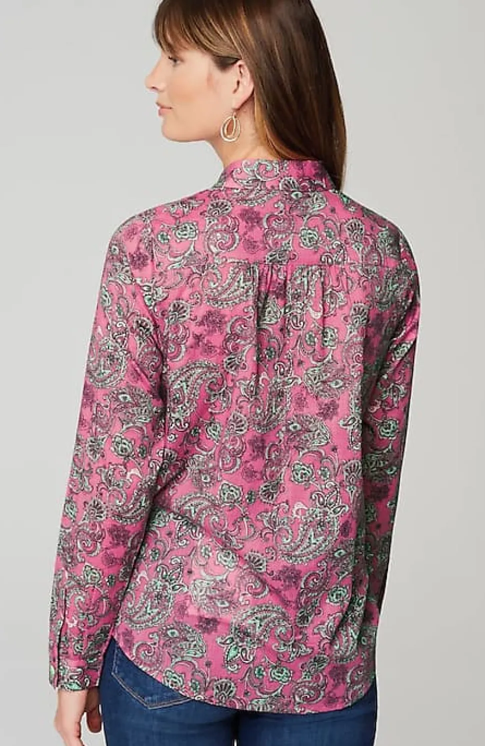 One-Pocket Shirred-Back Shirt | Jjill