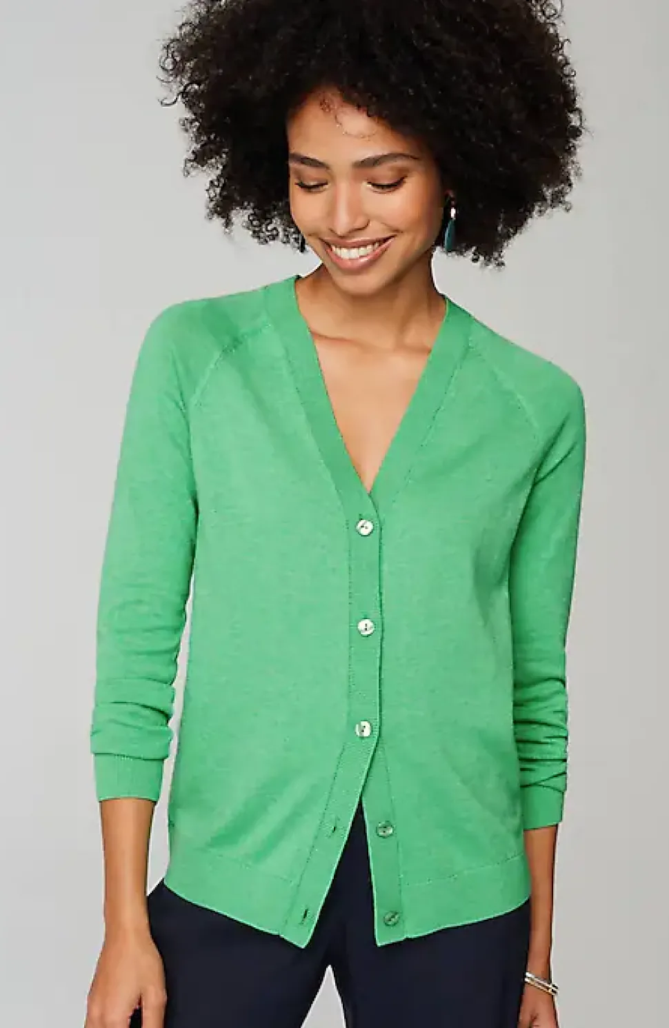 Organically Grown Cotton V-Neck Cardi | Jjill