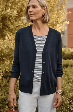 Organically Grown Cotton V-Neck Cardi | Jjill