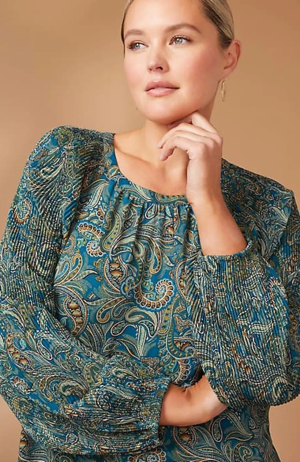 Paisley Pleated-Sleeves Tunic | Jjill