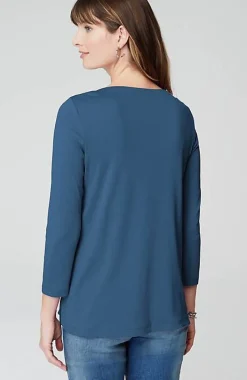 Pima 3/4-Sleeve V-Neck Tee | Jjill