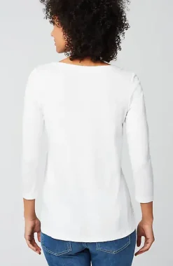 Pima 3/4-Sleeve V-Neck Tee | Jjill