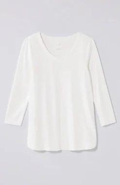 Pima 3/4-Sleeve V-Neck Tee | Jjill