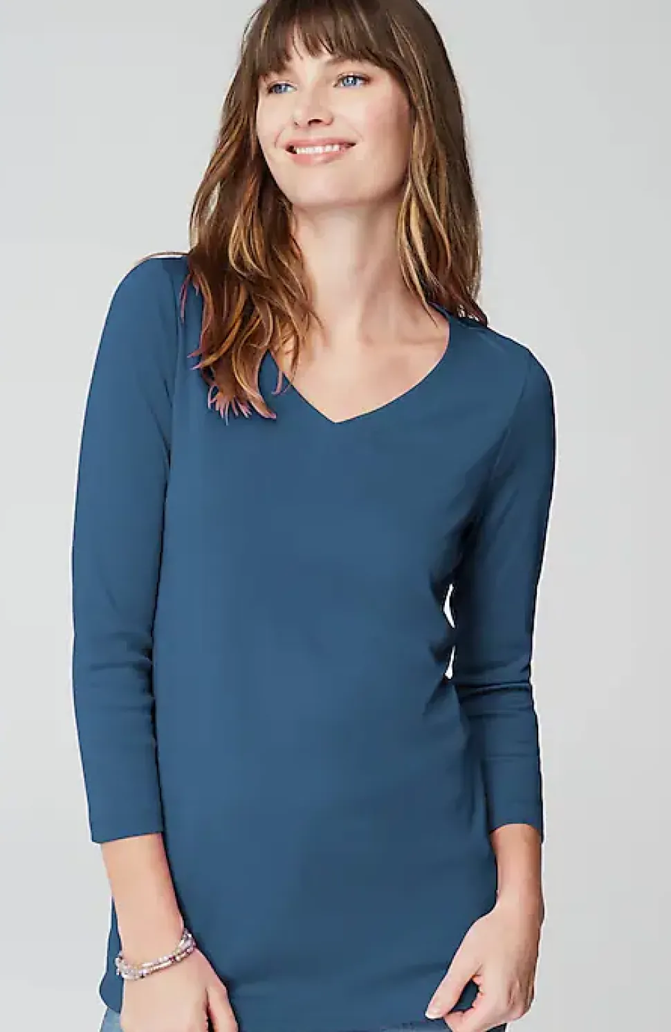 Pima 3/4-Sleeve V-Neck Tee | Jjill