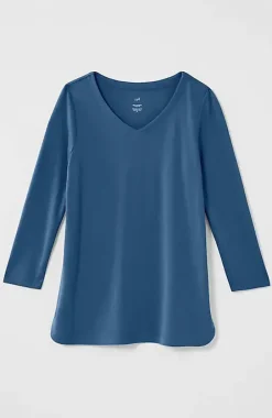 Pima 3/4-Sleeve V-Neck Tee | Jjill