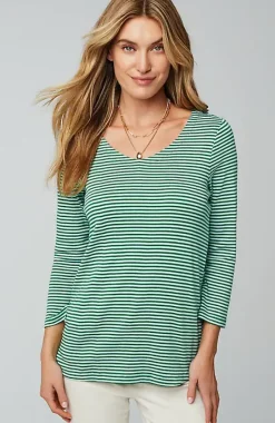 Pima 3/4-Sleeve V-Neck Tee | Jjill