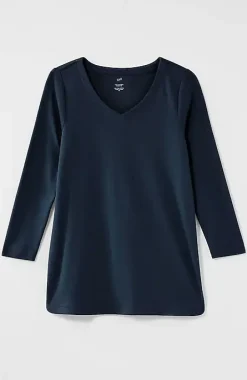 Pima 3/4-Sleeve V-Neck Tee | Jjill