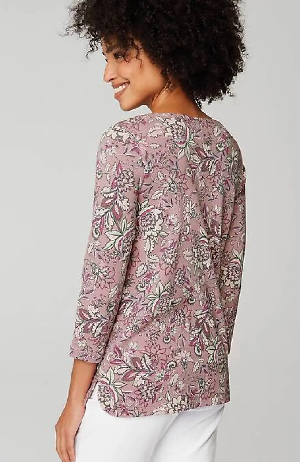 Pima 3/4-Sleeve V-Neck Tee | Jjill