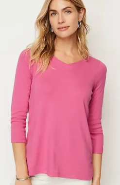 Pima 3/4-Sleeve V-Neck Tee | Jjill