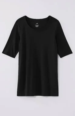 Pima-Slub Scoop-Neck Side-Slit Tee | Jjill