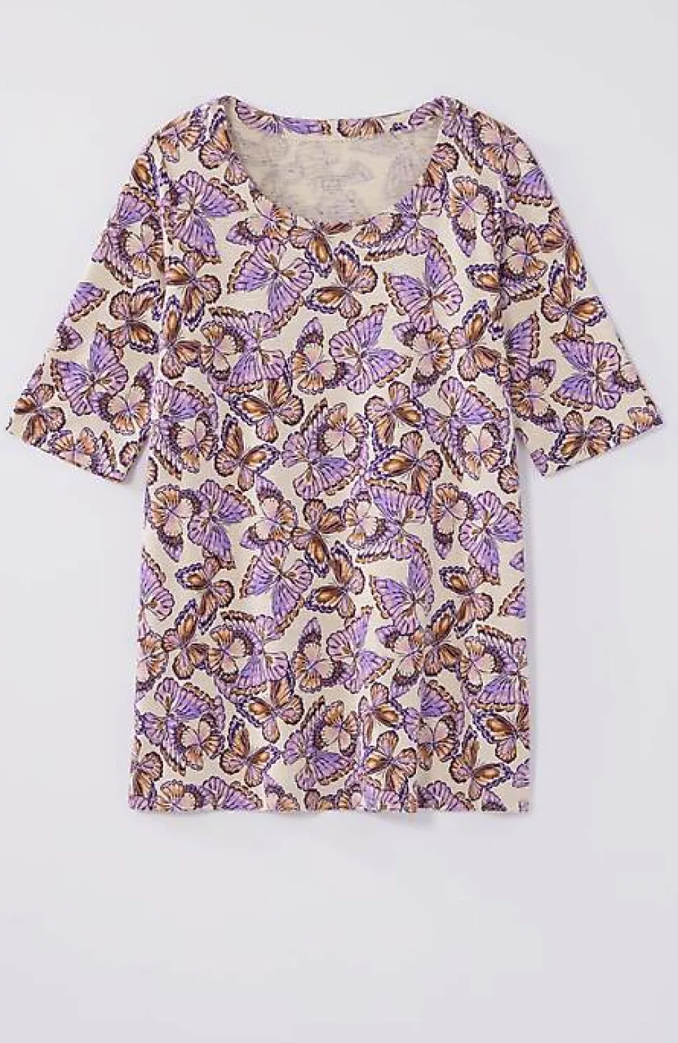 Pima-Slub Scoop-Neck Side-Slit Tee | Jjill