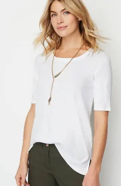 Pima-Slub Scoop-Neck Side-Slit Tee | Jjill