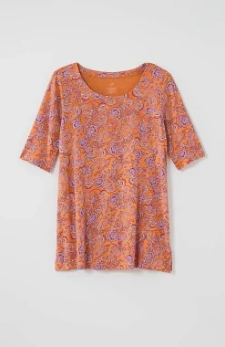 Pima-Slub Scoop-Neck Side-Slit Tee | Jjill