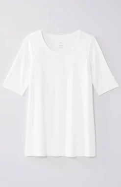 Pima-Slub Scoop-Neck Side-Slit Tee | Jjill