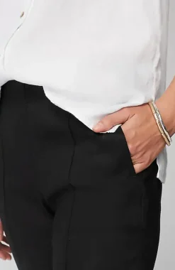 Pintucked Linen-Stretch Slim-Leg Pants | Jjill