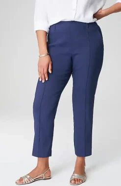 Pintucked Linen-Stretch Slim-Leg Pants | Jjill