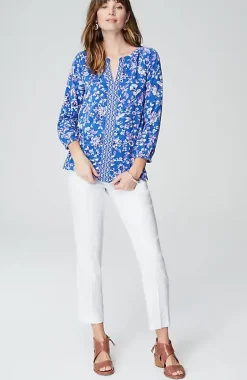 Pintucked Linen-Stretch Slim-Leg Pants | Jjill