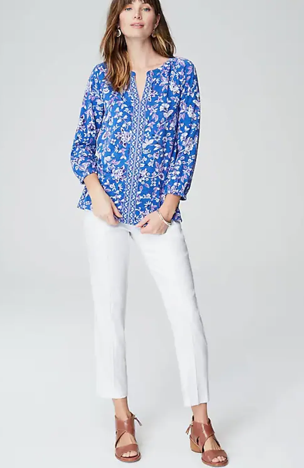 Pintucked Linen-Stretch Slim-Leg Pants | Jjill