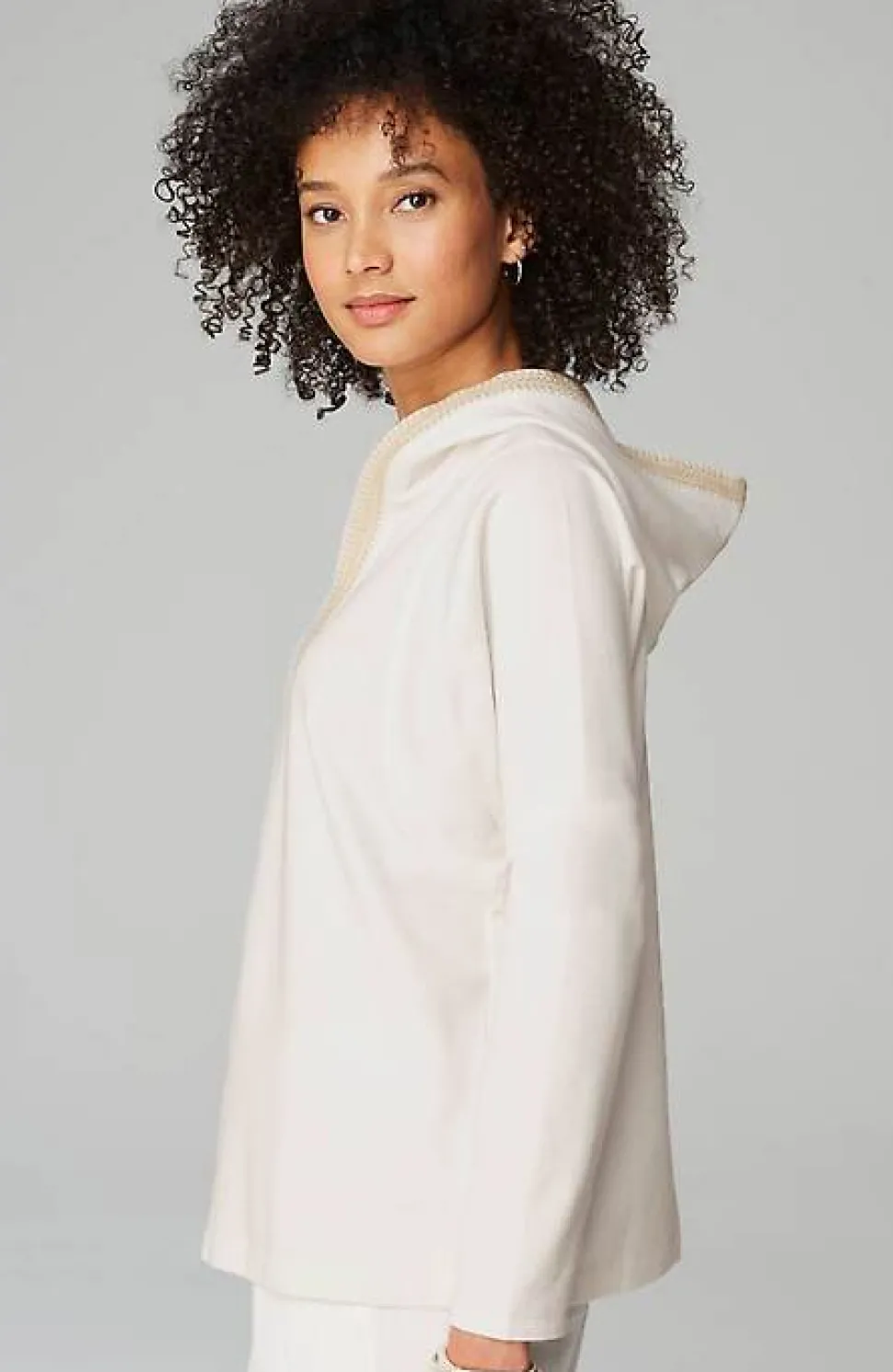 Pure Jill French Terry Embroidered-Hood Pullover | Jjill