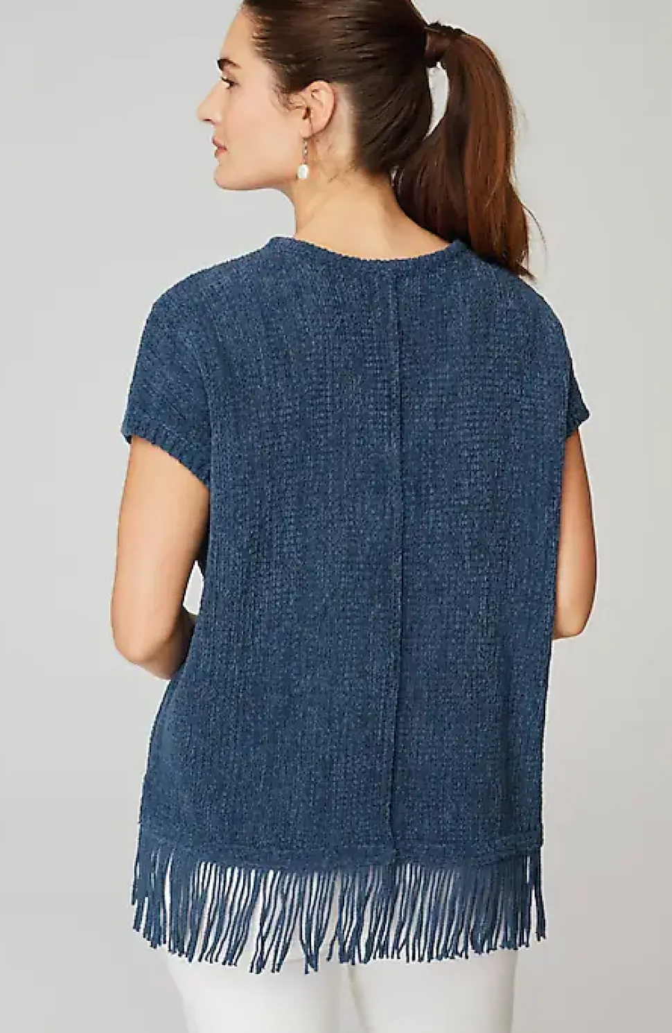Pure Jill Fringed-Hem V-Neck Sweater | Jjill