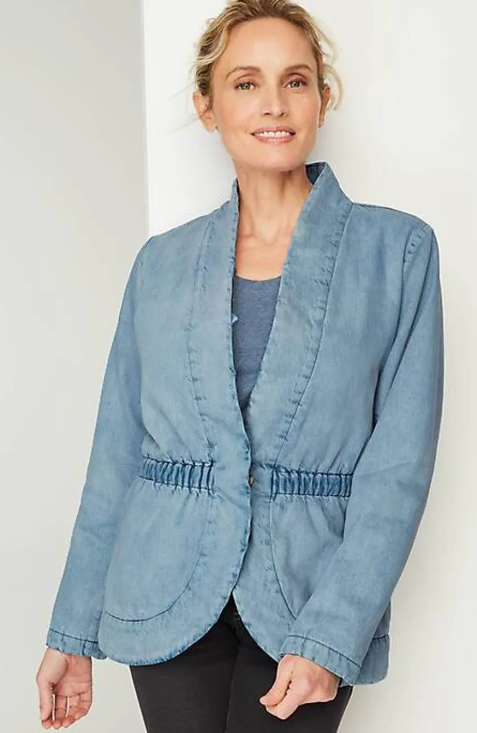 Pure Jill Indigo Curved-Hem Jacket | Jjill