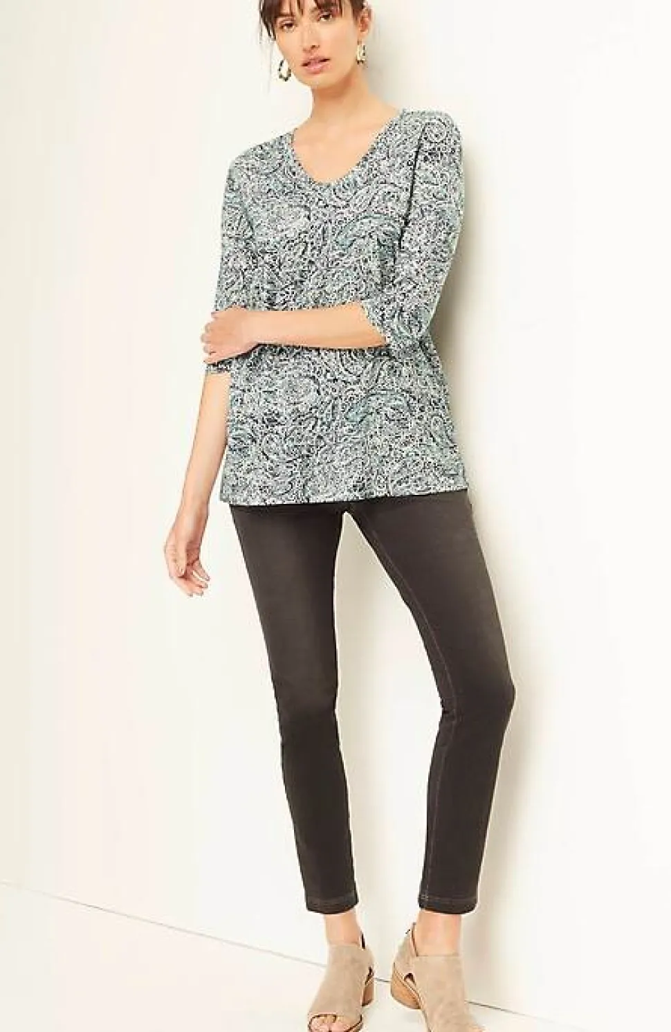 Pure Jill Printed Soft-V-Neck Top | Jjill